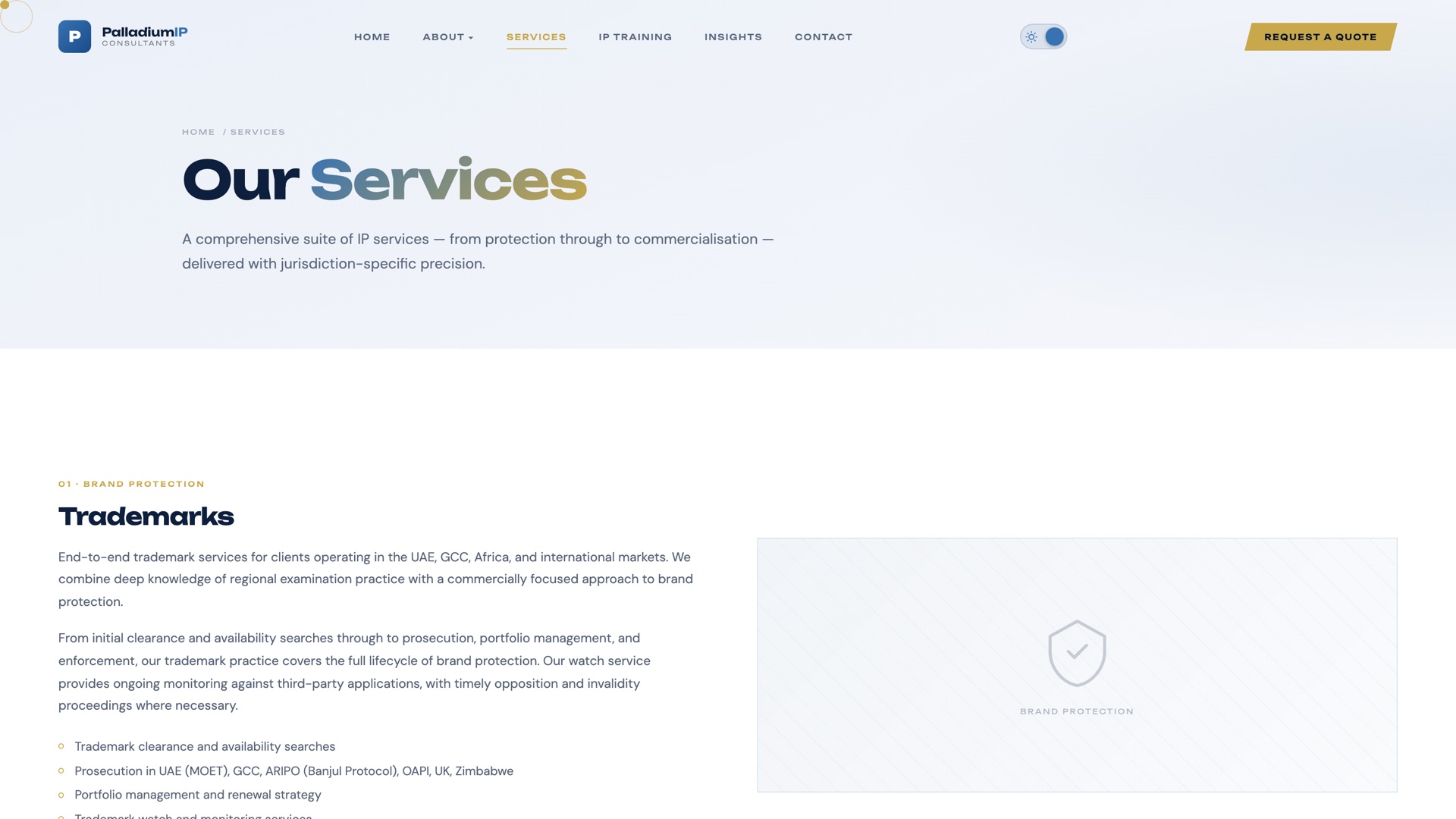 Palladium IP Consultants — live site