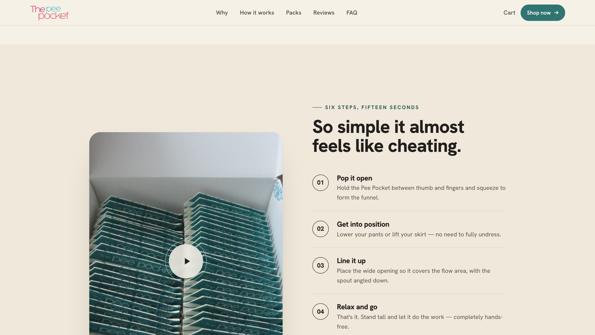 The Pee Pocket — live site